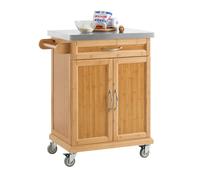 Carrito de cocina con piso de acero, estantería de cocina,carrito de servir de bambú de alta calidad l66xp45xa90cm,fkw13-n sobuy