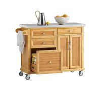 SoBuy FKW70-N,Carrito de Cocina con Piso de Acero, estantería de Cocina, Carrito de Servir de bambú,L115 x P46 x H92cm,ES