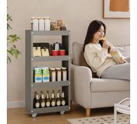 Carrito de cocina con ruedas,carrito de almacenamiento delgado de 4 niveles con ruedas,especiero con ruedas,para colocar junto al refrigerador,armario de despensa para cocina,Gris,55×17×98cm