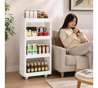 Carrito de cocina con ruedas,carrito de almacenamiento delgado de 4 niveles con ruedas,especiero con ruedas,para colocar junto al refrigerador,armario de despensa para cocina,blanca,55×22×98cm