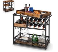 Carrito de Cocina con Ruedas de 3 Niveles, Carrito de Servicio, Carrito de Bebidas con Bandeja extraíble, botellero, Barra para el hogar (con Bandeja Superior extraíble, 80 x 40 x 83 cm)