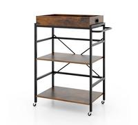 Carrito de Cocina con Ruedas de 3 Niveles, Carrito de Servicio con Bandeja extraíble, Ruedas bloqueables, asa, Organizador Industrial para Almacenamiento, para Comedor, Sala de Estar y resta