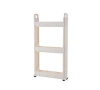 Carrito de cocina de 10 cm de ancho, color blanco, con ruedas, para cocina, baño, oficina, lavandería, con asas con ganchos adicionales, instalación sin tornillos
