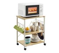 Carrito de Cocina de 3 Niveles con Ruedas para panadería y Ruedas bloqueables para Almacenamiento en la Cocina, con Estructura de Metal Industrial, para Horno microondas, Carrito de Servicio