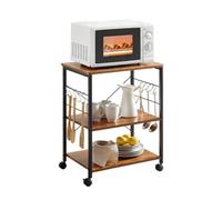 Carrito de Cocina de 3 Niveles con Ruedas para panadería y Ruedas bloqueables para Almacenamiento en la Cocina, con Estructura de Metal Industrial, para Horno microondas, Carrito de Servicio
