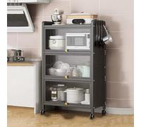 Carrito de Cocina de Metal con Puerta abatible, Estante de panadería rodante para microondas, Organizador para Comedor y Sala de Estar.