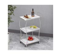 Carrito de cocina de metal de 3 niveles con ruedas, carrito rodante utilitario para almacenamiento y servicio en el hogar y hotel (55 x 40 x 91 cm) - Estación de servicio móvil y cocina versátil