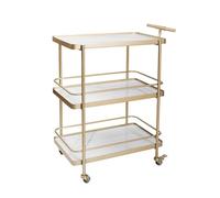 Carrito de cocina de metal y madera de 3 niveles con ruedas y asa, ideal para servir postres y bebidas, diseño versátil, ahorra espacio, perfecto para fiestas y entretenimiento
