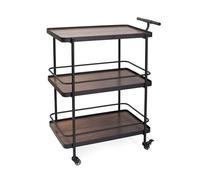 Carrito de cocina de metal y madera de 3 niveles con ruedas y asa, perfecto para servir postres y bebidas, carrito versátil para comedor y entretenimiento, diseño que ahorra espacio
