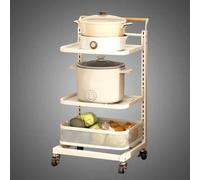 Carrito de cocina deslizante - Estante plegable de almacenamiento de verduras con ruedas estante giratorio para un fácil acceso 3 tablas y 1 cesta blanca - Solución de ahorro de espacio para la