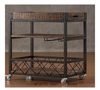 Carrito de Cocina Industrial Vintage con botellero, Carrito utilitario de 3 Niveles para Almacenamiento y organización de Bar.