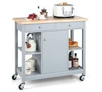 Carrito de Cocina móvil con Ruedas, Isla de Cocina, Estante de Almacenamiento con Ruedas, Tablero de Madera de Caucho, cajones con Ruedas bloqueables, Carrito de Servicio para el hogar, Come