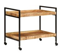 Carrito de cocina móvil de 80 x 55 x 70 cm, estante de almacenamiento de madera de mango maciza con ruedas, versátil carrito de servir para cocina, baño, sala de estar, oficina, encanto rústico