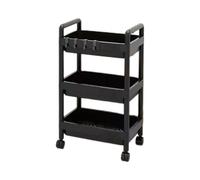 Carrito de cocina negro - Práctico carrito de almacenamiento con ruedas bloqueables, fácil montaje, diseño compacto para sala de estar, baño, oficina y balcón, estante multifuncional