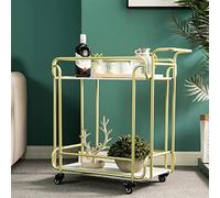 Carrito de cocina plegable de 2 niveles con ruedas y asas bloqueables, ideal para restaurantes, hoteles y bares, carrito utilitario versátil con ruedas