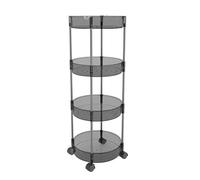 Carrito de cocina redondo con ruedas, estante de almacenamiento de baño de 4 niveles, lavandería móvil, carrito utilitario rodante gris para uso en cocina y baño