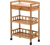 Carrito de cocina rústico y gabinete de bar, 3 niveles Rolling Island Sto con Der, carrito de servir para el hogar, nizer de cocina y entretenimiento Solut