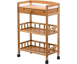Carrito de cocina rústico y gabinete de bar, 3 niveles Rolling Island Sto con Der, carrito de servir para el hogar, nizer de cocina y entretenimiento Solut