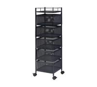 Carrito de cocina sunndal con 5 cestas acero 95x27x27cm - negro [en.casa]
