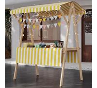 Carrito de comedor portátil para exteriores con toldo, carrito de mercado con ruedas, soporte de exhibición de madera para fiestas y eventos, uso versátil, fácil de mover
