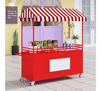 Carrito de comida independiente con toldo, puesto de comida móvil para centro comercial, mercado nocturno, calle, playa