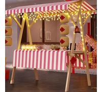 Carrito De Comida Móvil De Madera, Expositor Con Toldo Plegable, Puesto Comercial Para Perritos Calientes, Helados Y Aperitivos(Pink,150cm/59in)