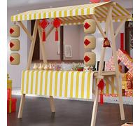 Carrito de comida plegable para negocios, puestos de mercado agrícolas ligeros con toldo, quiosco de madera para vendedores de perritos calientes, helados y comida.,L(withWheels)-Color7