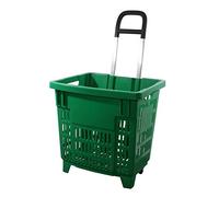 Carrito de Compra 55 litros con Ruedas plástico ABS Cesta de la Compra transportable de Colores Verde
