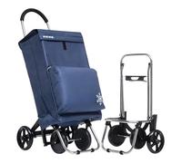 Carrito de Compra Plegable con Bolsa Térmica Impermeable y 4 Ruedas,Ligero, 94x44x38cm,40 litros,Resistente y Reutilizable,Plegable, 4 Ruedas de Alta Resistencia.(Gris (CARRO-COMPRA-J001-AZUL.)