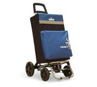 Carrito de Compra Plegable con Térmico, Carro de la Compra 50L,Carros para la Colada,Carro Compra (Azul Marino, 4 Ruedas)