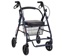 Carrito De Compras Andador De Aluminio Extra Ancho Ligero con Asiento, Respaldo De Esponja De Protección Ambiental Eva, Capacidad De Carga 100 Kg
