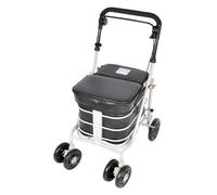 Carrito de compras con asiento (montado a mano listo para usar) (negro)