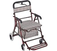 Carrito de compras con ruedas para personas mayores y adultos, andador médico para personas mayores, silla de ruedas, carrito de cuatro ruedas, carrito de compras para el hogar, con asiento + pedal,