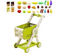 Carrito de compras para niños pequeños: juego de compras para juegos de simulación, accesorios de juguete para alimentos, kit de mercado en miniatura | Juego de roles Actividad de aprendizaje imaginat