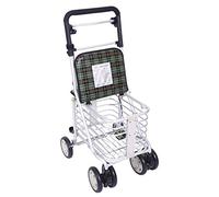 Carrito De Compras Para Personas Mayores, Andador De Aluminio, 4 Ruedas Plegables Y Livianos, Contiene Asiento Y Freno De Mano, Equipado Con Bolsas De Almacenamiento, Altura Ajustable, Para Personas