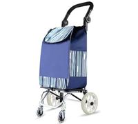 Carrito de compras plegable 2 en 1 desmontable con 2 ruedas grandes y 2 ruedas delanteras giratorias, impermeable, resistente al agua, para una fácil compra de comestibles