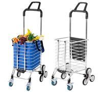 Carrito de compras plegable 3 en 1 con 6 ruedas y cordones de tensión ajustables, carrito grande para subir escaleras, perfecto para un fácil transporte y cargas pesadas