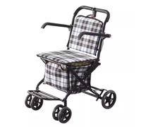 Carrito de compras plegable con asiento y ruedas, utilizado para personas mayores, carrito de 4 ruedas, ayuda médica para caminar, plegable, andador rodante ligero (color: Nero)