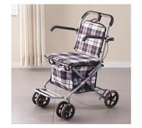 Carrito de compras plegable con asiento y ruedas, utilizado para personas mayores, carrito de 4 ruedas, ayuda médica para caminar, plegable, andador rodante ligero (color: gris)