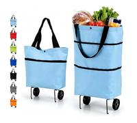 Carrito De Compras Plegable con Ruedas, Bolsa Tipo Carrito Reutilizable,Bolsa PortáTil E Impermeable, Gran Capacidad para Compras, LavanderíA, Viajes, Supermercado Y Camping (F)