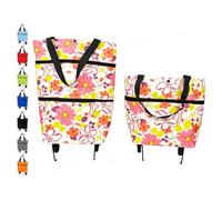 Carrito De Compras Plegable con Ruedas, Bolsa Tipo Carrito Reutilizable,Bolsa PortáTil E Impermeable, Gran Capacidad para Compras, LavanderíA, Viajes, Supermercado Y Camping (I)