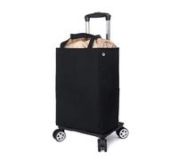 Carrito de compras plegable de aluminio ligero con 5 ruedas giratorias extraíbles, carrito de comestibles duradero para un fácil transporte (negro)