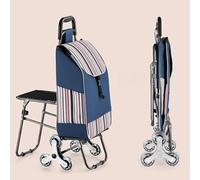 Carrito de compras plegable ligero con asiento, 34.6 pulgadas de altura, diseño dibujado a mano, bolsa de viaje incluida con carrito de comestibles para un fácil transporte y escalada, perfecto para