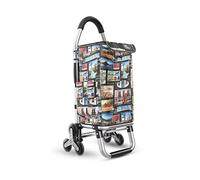 Carrito de compras plegable ligero con ruedas para subir escaleras, bolsa de comestibles desmontable, marco de aluminio para un transporte sin esfuerzo y recados diarios