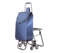 Carrito de Compras Plegable portátil con Asiento para Personas Mayores: Carrito de Compras de 6 Ruedas para Subir escaleras, Cesta Ligera y práctica para facilitar Las Compras.