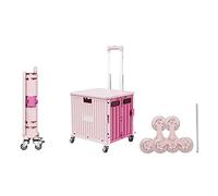 Carrito de compras plegable portátil con rueda de freno y mango telescópico, perfecto para viajes, almacenamiento de compras y uso en la oficina, incluye prácticas ruedas de escalada para una fácil