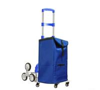 Carrito de compras plegable ultraligero con forro aislante para comestibles y uso diario con marco de aluminio y seis ruedas de goma para una movilidad suave (azul)