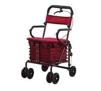 Carrito de compras portátil, andador plegable, ayuda para caminar, carrito andador de cuatro ruedas con asiento acolchado y cesta para personas mayores (B) (D)