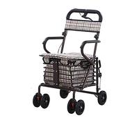 Carrito de Compras portátil, Andador Plegable, Ayuda para Caminar, Carrito de Cuatro Ruedas con Asiento Acolchado y Cesta para Ancianos Interesting