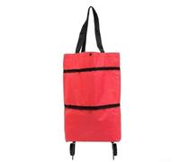 Carrito de compras portátil con bolsa integrada para comestibles, picnics y lavandería, marco fuerte con tela que soporta cargas pesadas con facilidad (rojo)